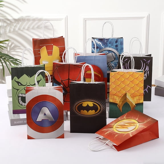 24 packs of Iron Man themed gift bags with handles, paper party gift bags. Suitable for birthdays, events, classes, and celebrations.