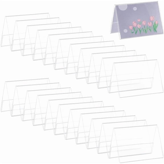 24 pc Acrylic Table Number Sign Tent Holder Desk Name Plate Display for Business Conference Wedding Restaurant Clear 89.5x49x64mm for Handmade