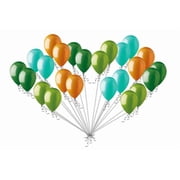 24 pc Aqua Green Orange Dinosaur Inspired Latex Balloons Party Decoration Birthday Boy