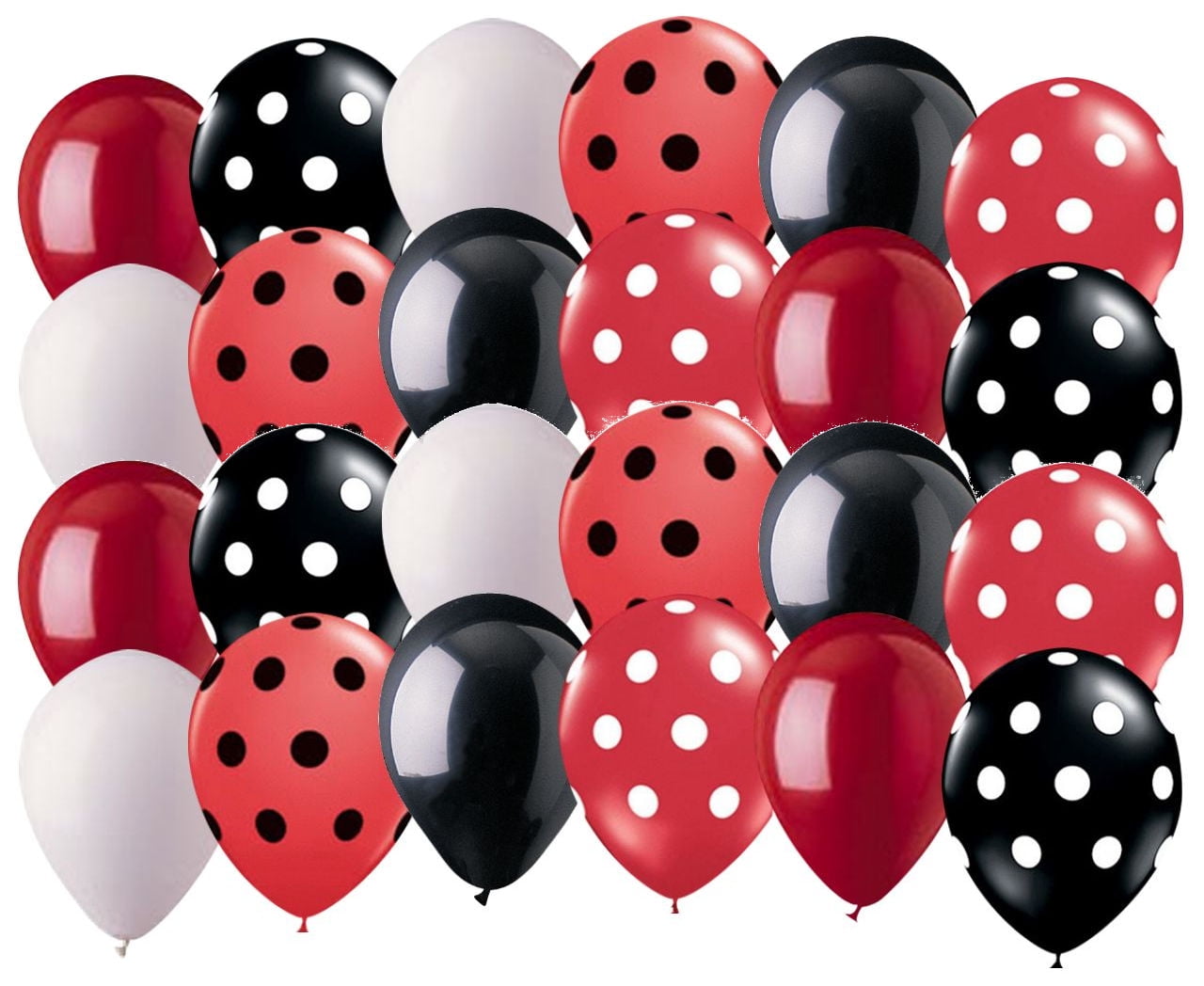 JECKAROONIE 24 pc Black & Red Ladybug Inspired Latex Balloon Party Decoration Minnie Mouse