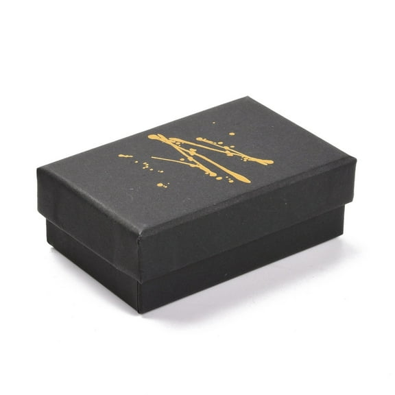 24 pc Hot Stamping Cardboard Jewelry Packaging boxes with Sponge Inside for Rings Small Watches Necklaces Earrings Bracelet Rectangle Black 8.1x5.2x2.8cm