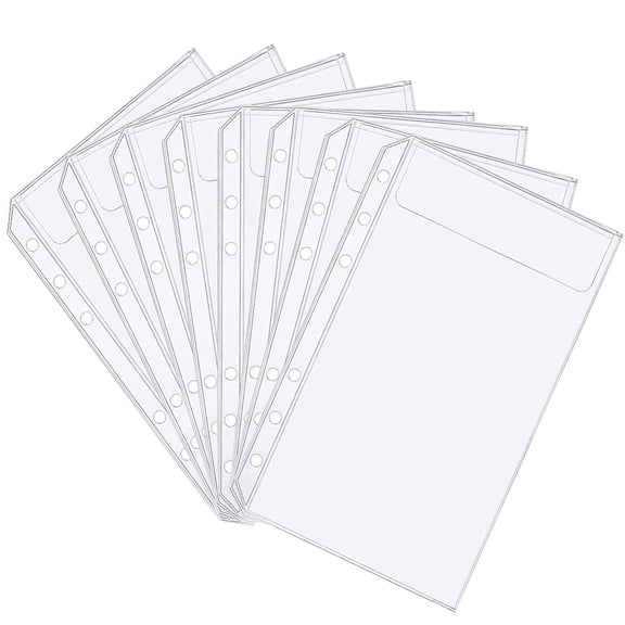 24 pc PVC Plastic Invoice Pockets File Envelope Small Bill Storage Bags White 105x181x0.8mm Hole: 4mm Inner Diameter: 90x174mm
