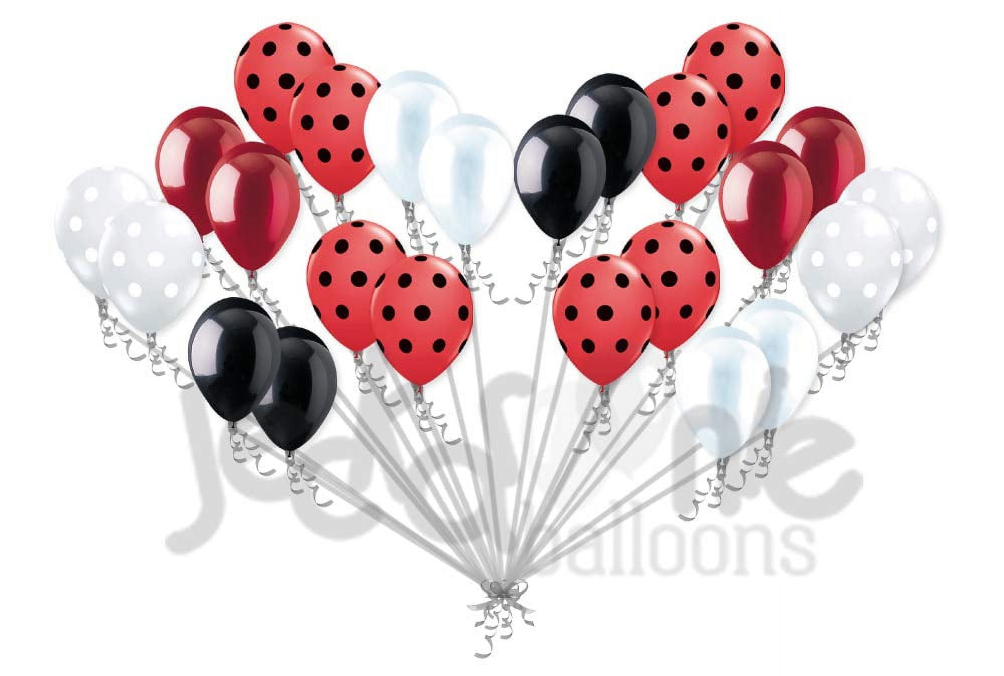 JECKAROONIE 24 pc Red Polka Dot Ladybug Inspired Latex Balloon Party Decoration Minnie Mouse