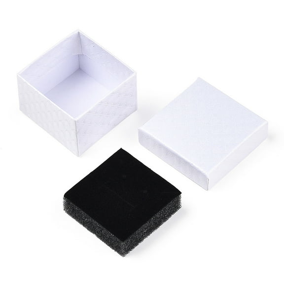 24 pc Square Cardboard Ring boxes with Sponge Inside White 2x2x1-3/8 inch(5x5x3.5cm)