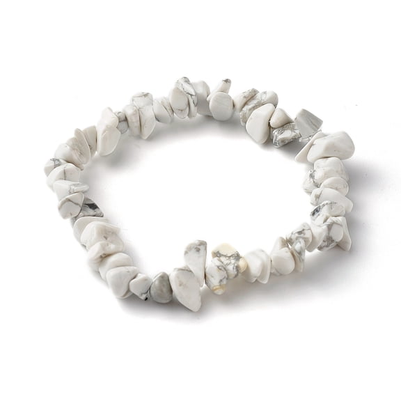 24 pc White Howlite Chip Bead Stretch Bracelets for Children Inner Diameter: 1-7/8 inch(4.8~5.1cm)
