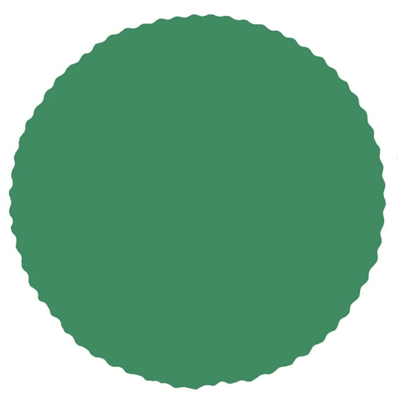 24 pcs - 14 inch diameter Kelly Green round paper placemats scalloped - 24# paper