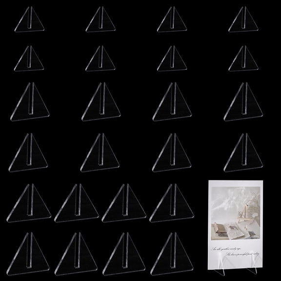24 pcs 3 Styles Triangle Acrylic Stand Base Acrylic Stand Card Display Small Easels for Display for Picture Card Weddings Home Clear