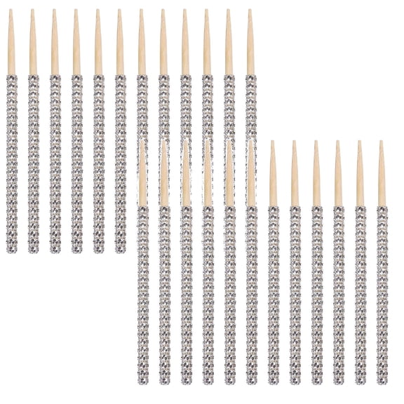 24 pcs Bling Candy Apple Sticks – Multi-Color Wooden Skewers with Rhinestone Wrap, Reusable Dessert, Cake Pop, Candy, Fruit Treat Sticks for Parties & DIY