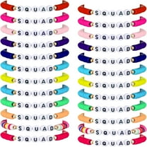 24 pcs Colorful Friendship Bracelets Letter Heart Smile Surfer Stretch Beaded Bracelet for Women Back to Party Favors Rainbow Squad