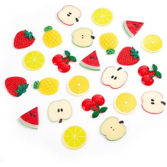 24 pcs Colorful Slices Blocks Decoration Multishape Realistic Fruit Slices Blocks Fruit Model for Party Photo Props Decoration Office Home Party Tabletop Kitchen diy