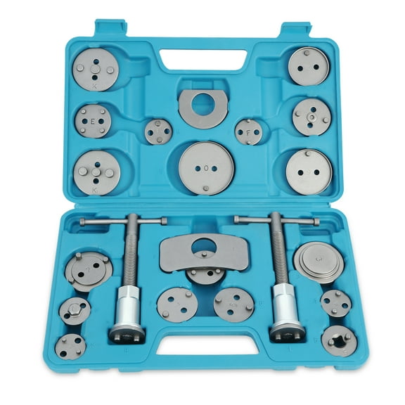 24-pcs Disc Brake Caliper Piston Compressor Wind Back Repair Tool Kit for Cars, with Carrying Case, Blue