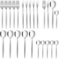 thumbnail image 1 of 24 pcs Flatware Set, Gold Stainless Steel Flatware Set for 6, Knife Fork Spoon, Home Dinnerware Tableware Set for 6, Cutlery Set, Include Knives/Forks/Spoons…, 1 of 6
