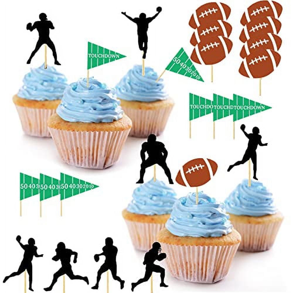 24 pcs Football Cupcake Toppers Rugby Ball Sport Super Ball Cupcake
