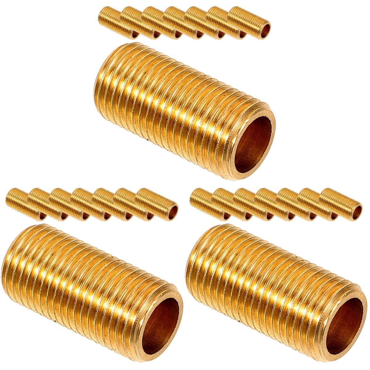 M10 Lamp Pipe Nipple Kit - 30mm Length Threaded Connectors With Nuts For Lighting Fixtures (10 Pack)