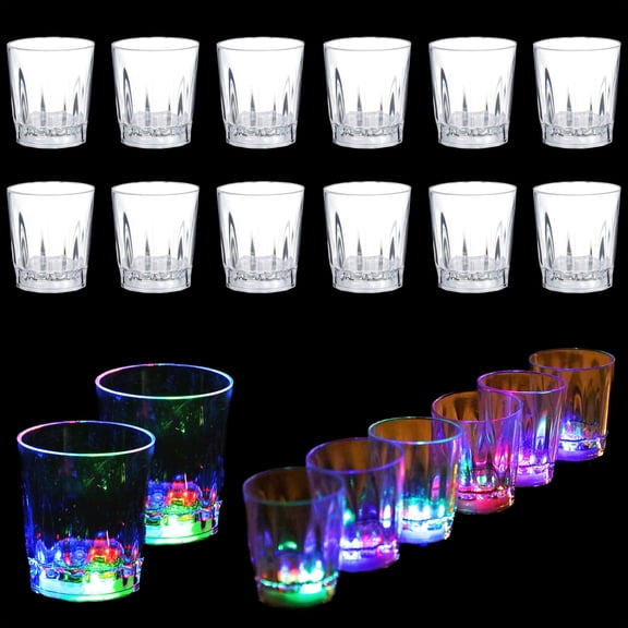 24 pcs Light-Up Flashing Shot Glasses LED Drinking Blinking Barware Party Glass 2 oz