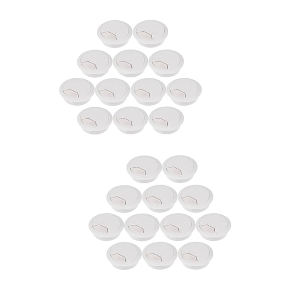 FUEENIRVA White Round Grommet, Rotatable Plastic Cable Cover for Computer Desks, 24Pcs
