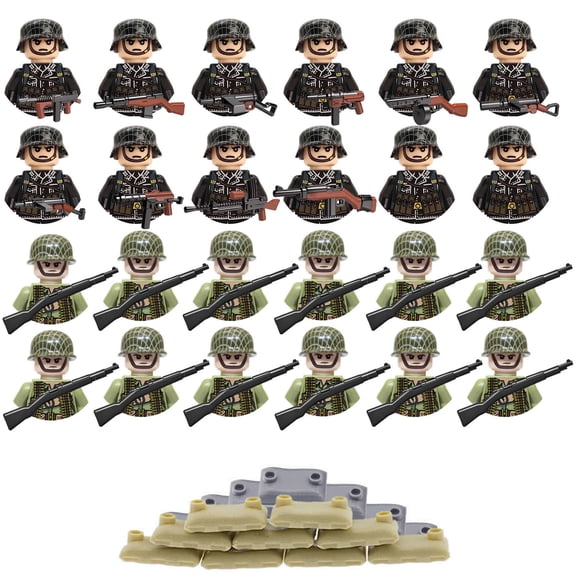 24 pcs World War 2 Army Soldier Figures American vs German Army Battle WW2 Playset