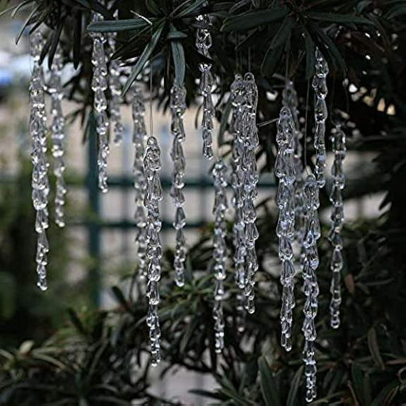 24 pcs icicles Ornament Set - Christmas Decoration Acrylic Clear icicles Set (24pcs Icicle Ornament)