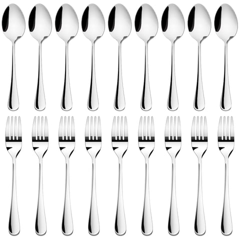 GPED 24-piece Forks and Spoons Silverware Set, Food Grade Stainless Steel Flatware Cutlery Set, 12 Dinner Forks and 12 Dinner Spoons for Kitchen and Restaurant, Mirror Polished & Dishwasher Safe