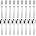 thumbnail image 1 of 24-piece Forks and Spoons Silverware Set, Food Grade Stainless Steel Flatware Cutlery Set for Home, Kitchen and Restaurant, 12 Dinner Forks and 12 Dinner Spoons, Mirror Polished&Dishwasher Safe, 1 of 7
