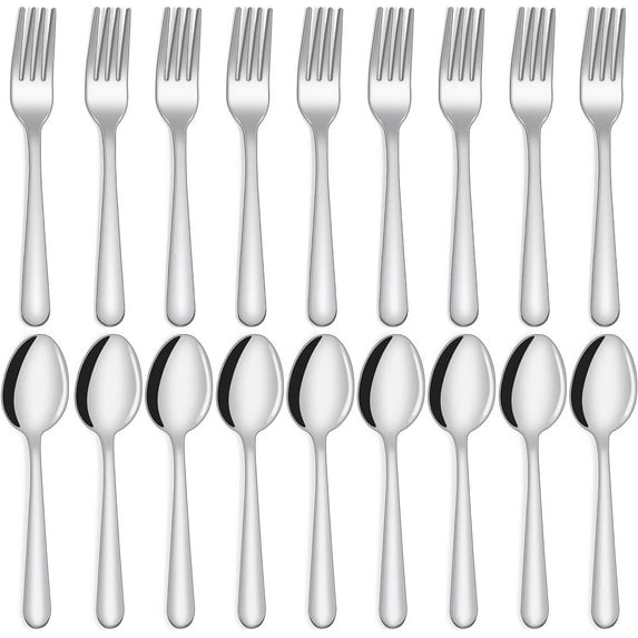 24-piece Forks and Spoons Silverware Set, Food Grade Stainless Steel Flatware Cutlery Set for Home, Kitchen and Restaurant, 12 Dinner Forks and 12 Dinner Spoons, Mirror Polished&Dishwasher Safe