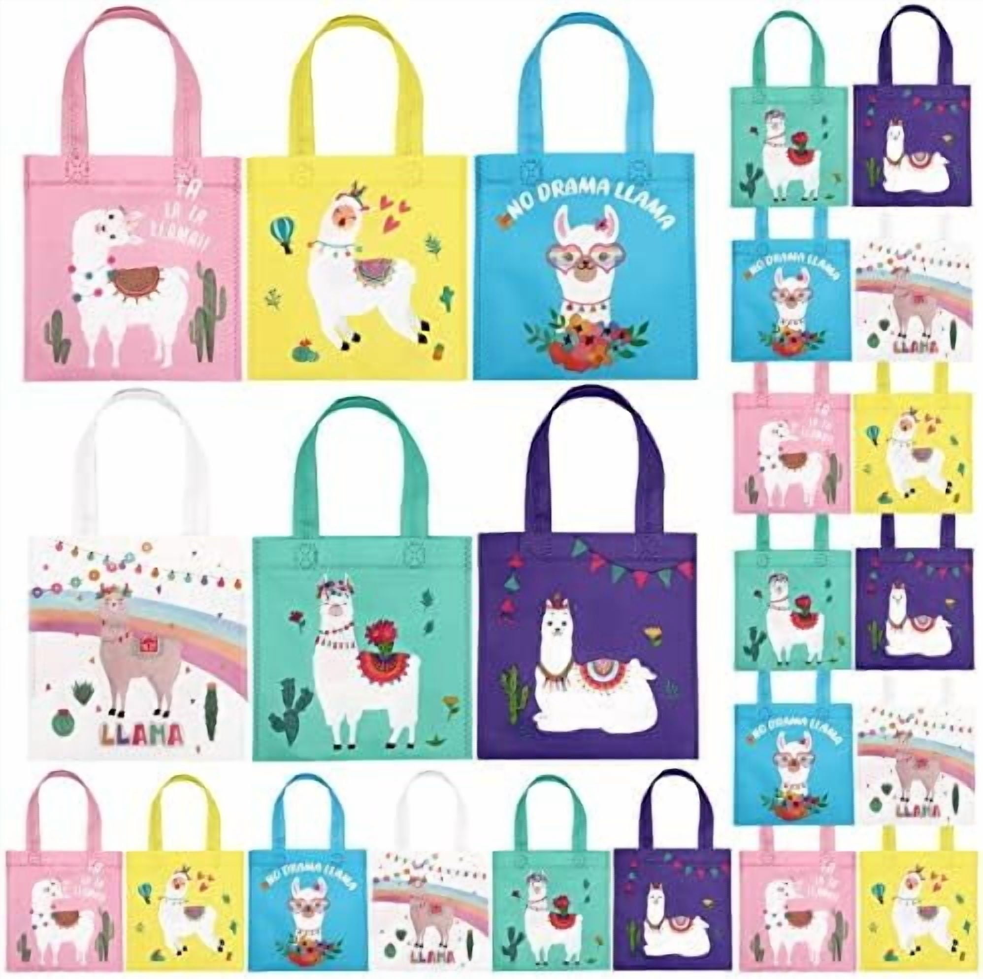 24 Pieces Llama Party Favor Bags, Non Woven Alpaca Cactus Gift Treat Tote Candy Goodie Bag Mexican Fiesta Cinco De Mayo Party Supplies with Handle for Kids Birthday Baby Shower Decoration
