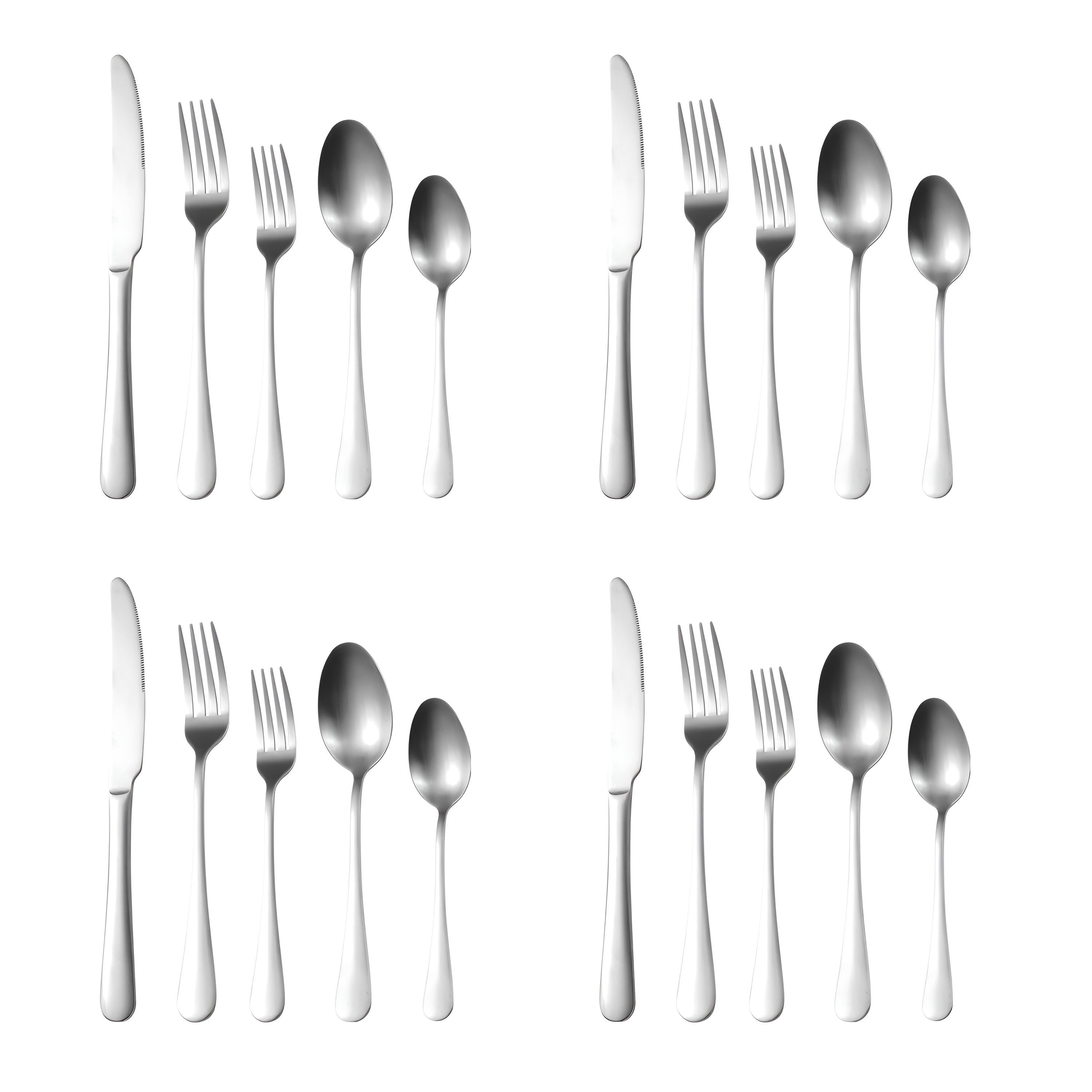 Stainless steel knife, fork, spoon set, 4-person set, matte finish, suitable for dining, parties, picnics, families, restaurants, 20 piece cutlery set?flatware set, dinner set