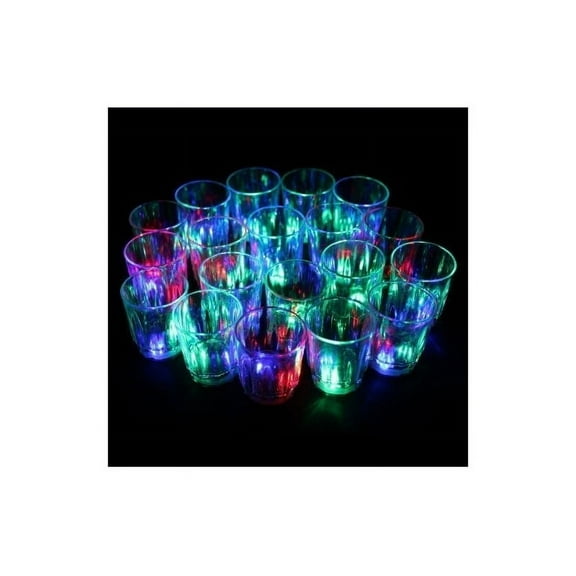 24/pk Non-toxic Plastic Colorful Flashing Light UP LED Cups Shots Glass for Bar Party