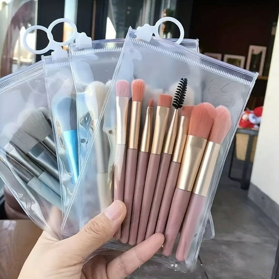 24 portable makeup brushes suit, mini beauty tools, soft bristle, 8 macarons makeup brushes suit