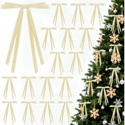 24 velvet Christmas tree bows, brown velvet ribbon bows, pre-tied vintage Christmas bows, suitable for Christmas trees, wreaths, gifts, weddings, indoor and outdoor decorations.