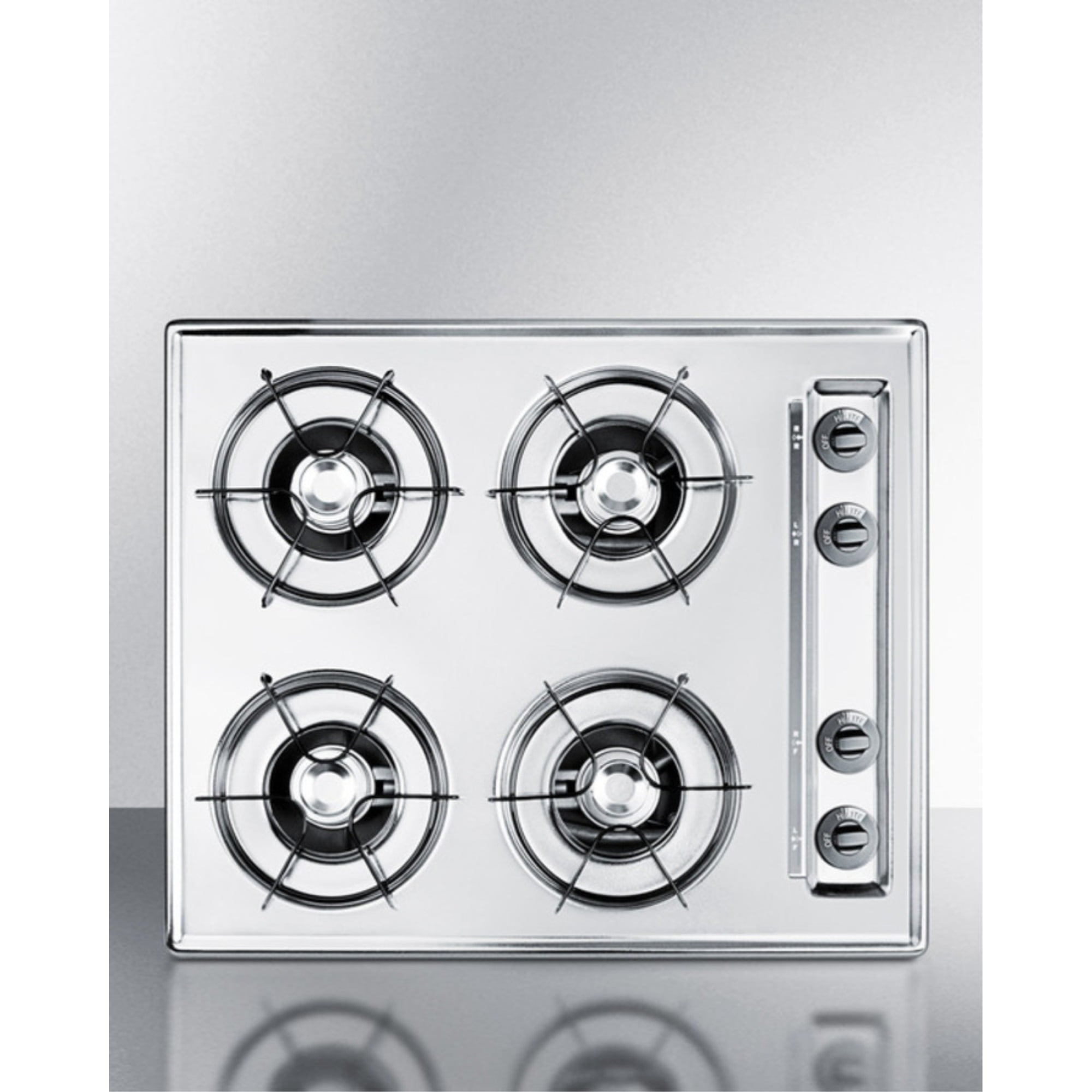 24" Chrome 4-Burner Propane Gas Cooktop with Battery Ignition