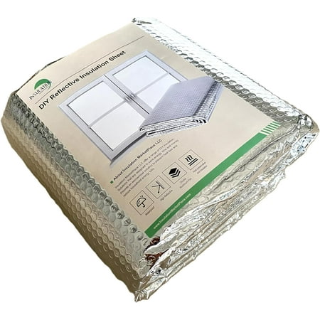 (24" x 1 0ft) + 35 self adhesive pads "DIY Reflective Insulation Sheet, Window Insulation Kit, Bubble Core Garage Door Insulation. "