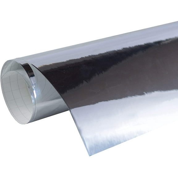 24" x 10 ft Roll of SILVER(CHROME MIRROR) Repositionable Adhesive-Backed Vinyl for Craft Cutters, Punches and Vinyl Sign Cutters