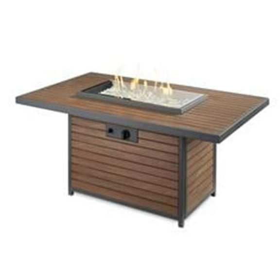 24 x 12 in. Kenwood Rectangle Chat Height Gas Fire Pit Table, Brown