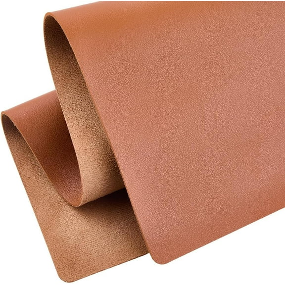 24 x 13 Inch 1.5mm Brown PU Leather Sheet Scratch-Resistant Leatherette Fabric Soft Waterproof Tooling Leather Square Solid Color Suede Roll Vinyl for DIY DIY Sewing Crafting