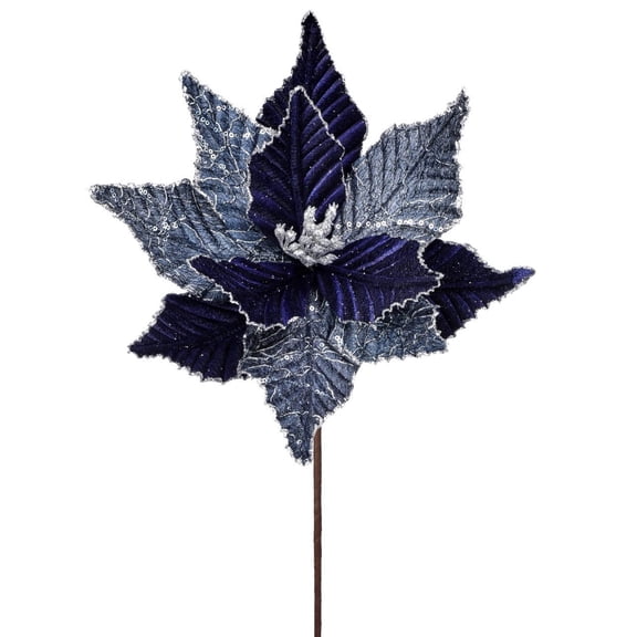24" x 13" Winters Night Navy Poinsettia Stem
