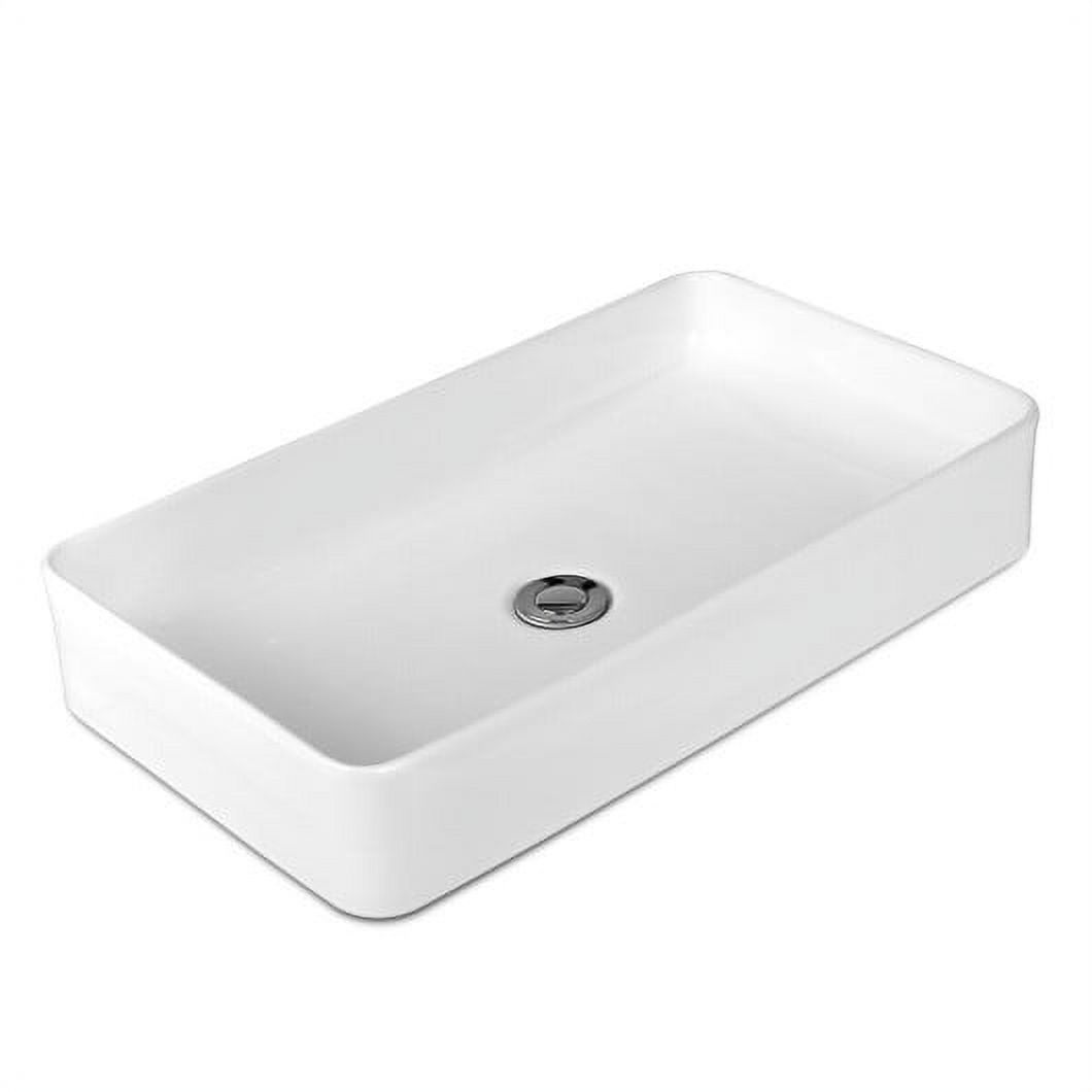 24 x 14 Inch Rectangle Bathroom Vessel Sink with Popup Drain