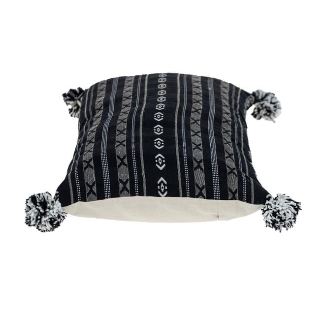 Black And Gray X Pom Throw Pillow Black And Gray X Pom Throw Pillow