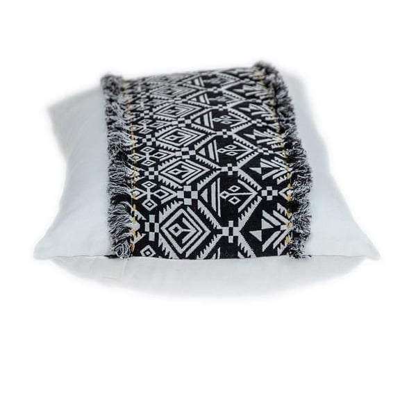 24 x 14 x 5 in. Black & White Patched Throw Pillow