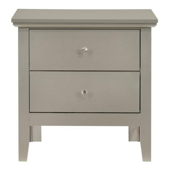 24 x 15.5 x 19 in. Primo 2-Drawer Nightstand, Silver Champagne