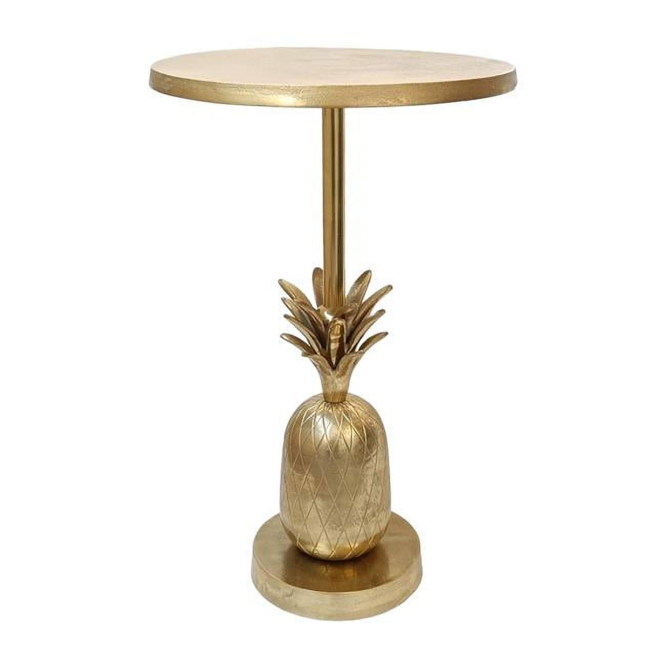 Gold Pineapple 24" Round Metal Side Table