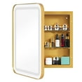 thumbnail image 1 of 24"x 16" Bathroom LED Mirror Medicine Cabinet with Lights, Recessed or Wall Mounted Bathroom Vanity Mirror with 2 Adjustable Storage Shelves, Defogger, Dimmable, Memory Function,Gold, 1 of 8