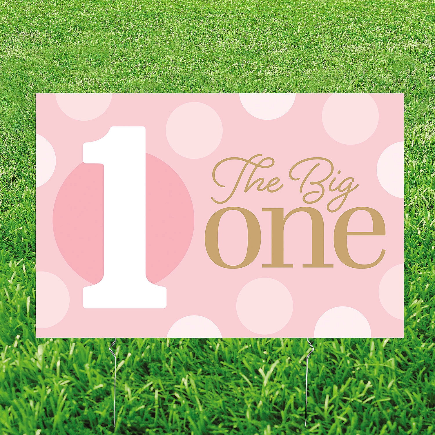 24" x 16" Girl’s First Birthday “The Big One” Pink Plastic Yard Sign