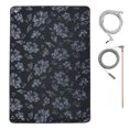 thumbnail image 1 of 24" x 16" Grounding Mat Kit Non Slip Meditation Pad 3mm Yoga Mat with 15ft Grounding Cord & 12"Copper Ground Rod with 40ft Wires,Black Flower, 1 of 5