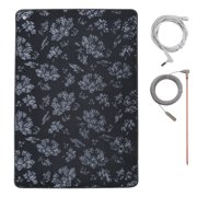 24" x 16" Grounding Mat Kit Non Slip Meditation Pad 3mm Yoga Mat with 15ft Grounding Cord & 12"Copper Ground Rod with 40ft Wires,Black Flower