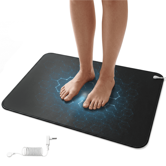 24" x 16" Grounding Mat for Sleep, Conductive Carbon Earthing Pad with 15ft Grounding Cord, Earth Connected Mat for Bed, Desk & Foot Rest