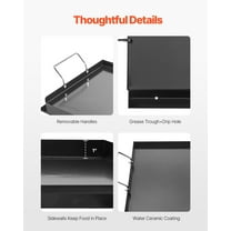 24 x 16 Inch Large Reversible BBQ Grill Griddle, Carbon Steel with Flat Top & Raised Ribs, Outdoor Cookware