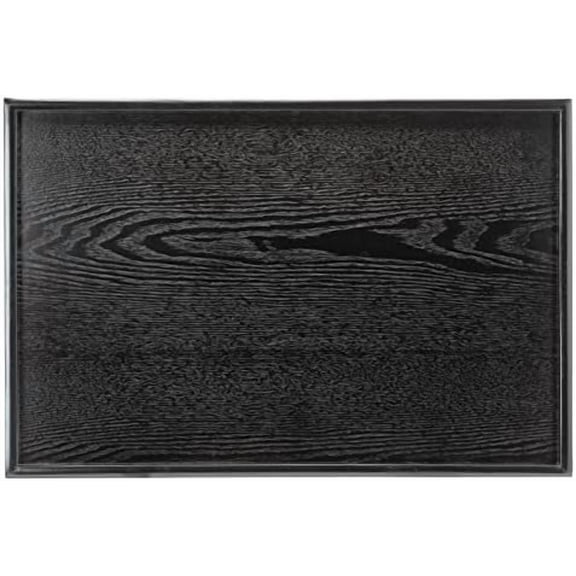 24 x 16 Inches Extra Large Solid Wood Serving Tray for Tea Coffee Table Snack Food Meals Serving Plate Kitchen Party Bar Breakfast Server with Raised Edges Black Wooden Decorative Ottoman Tray