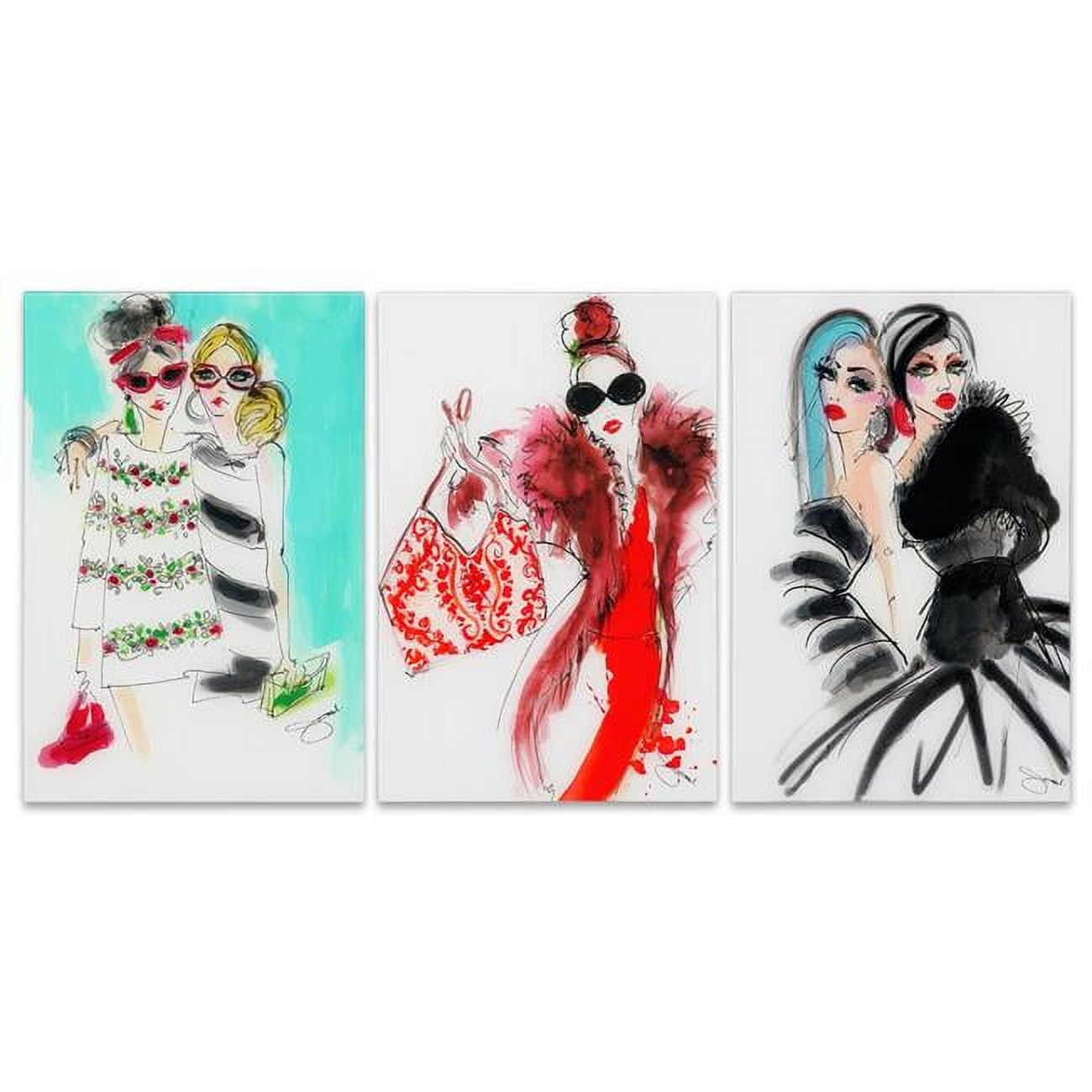 Fashion Show Frameless Tempered Glass Wall Art Set