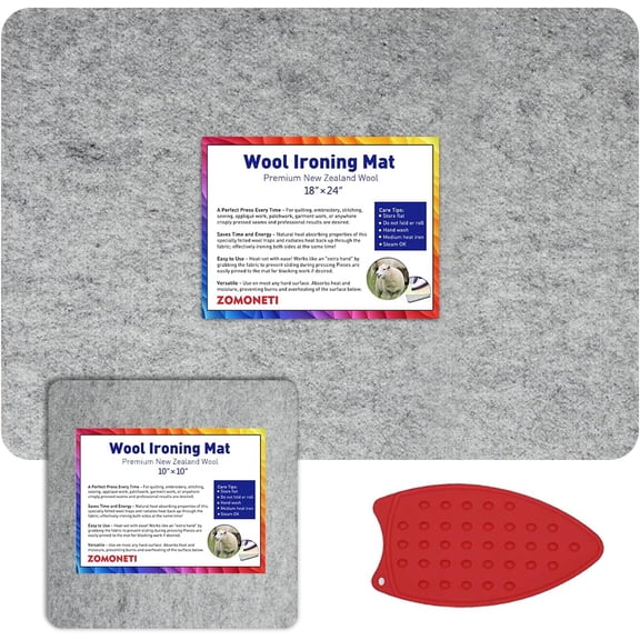 24" x 18" + 10" x 10" Wool Pressing Mat 100% New Zealand Felted Wool Ironing Mat Pad Blanket for Quilter, Sewing, Quilting Supplies and Notions
